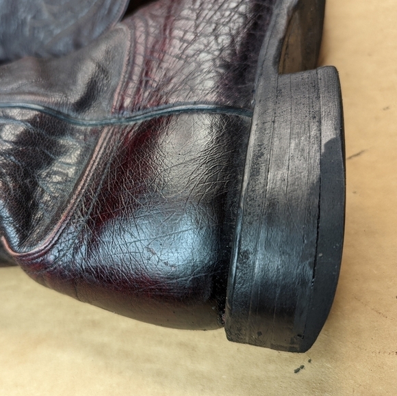 Lucchese Boots men's size 10 D. Exotic Genuine Black Cherry Smooth Ostrich leath - Picture 10 of 13